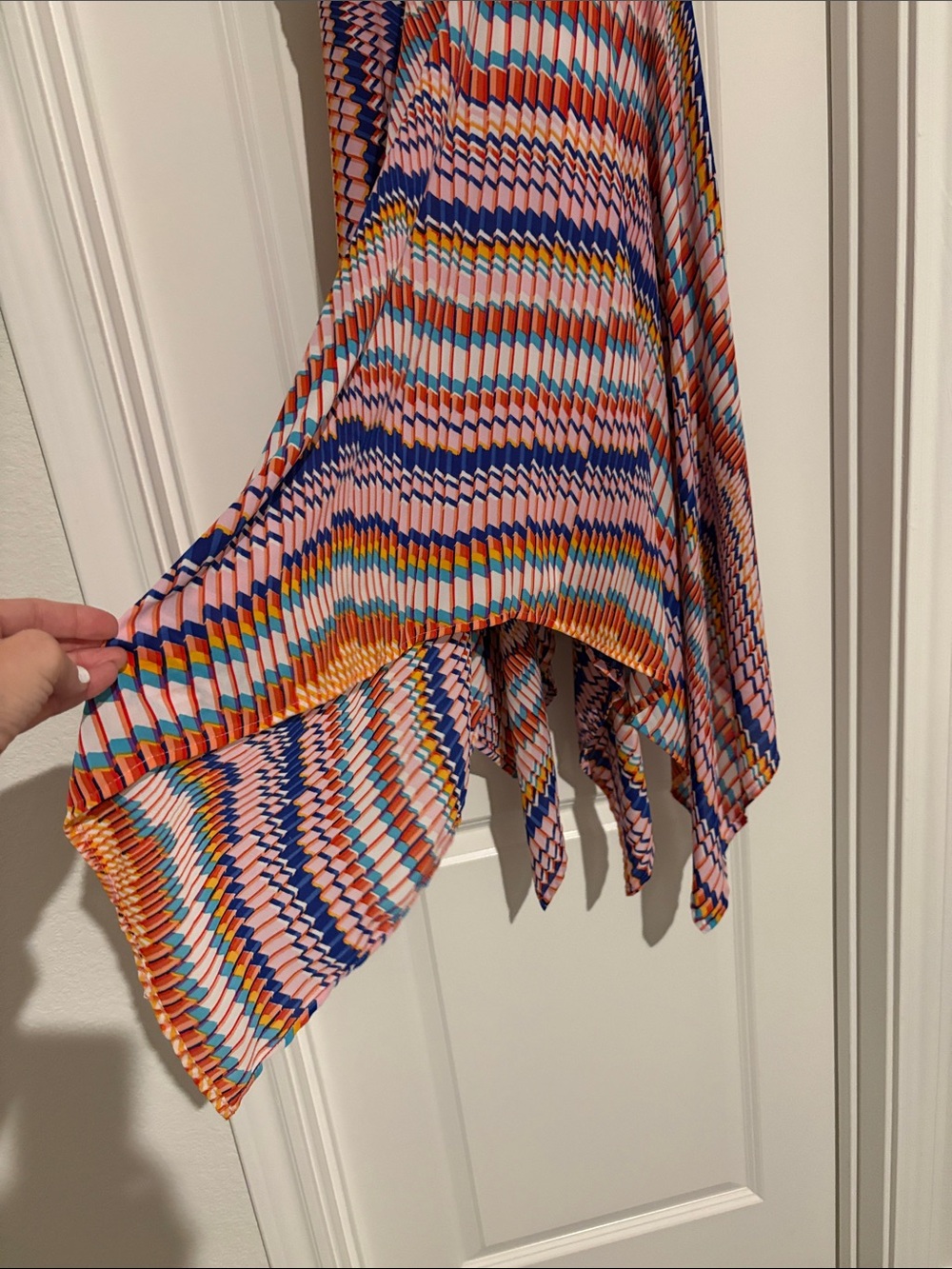 Bison Bisou Crochet Halter Dress with Multicolor Handkerchief Skirt - Picture 2 of 5